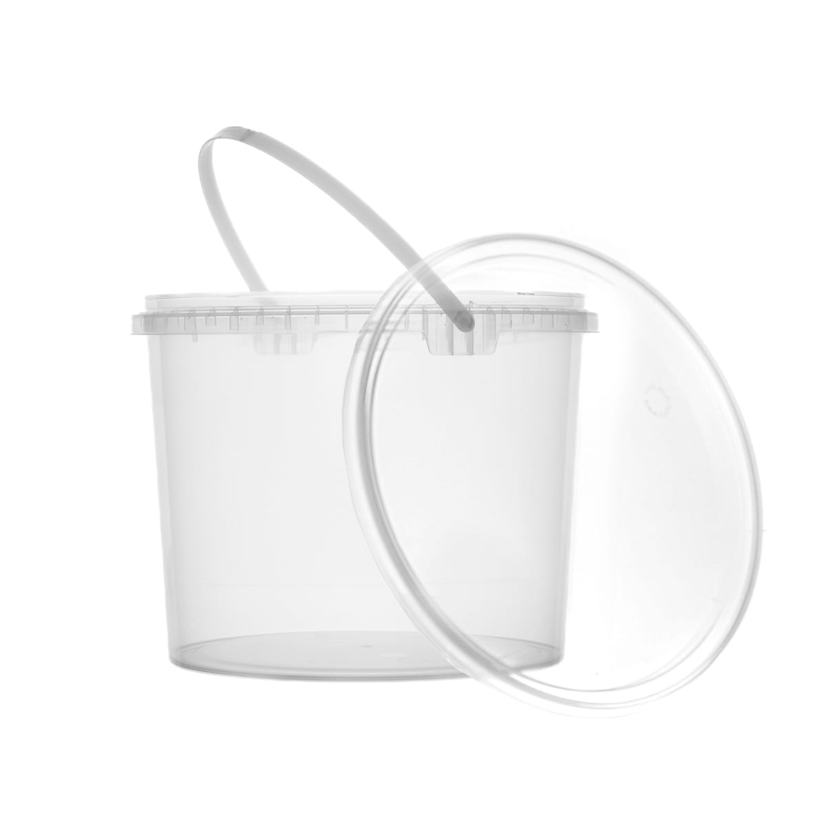 023.jpg Plastic buckets with lid and handle PP - 3 l, Ø200/155 mm, transparent - Image 1