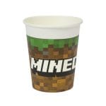 PAP/PE cups, 250 ml, Ø80 mm, white MINECRAFT, single-layer, 8 pcs.