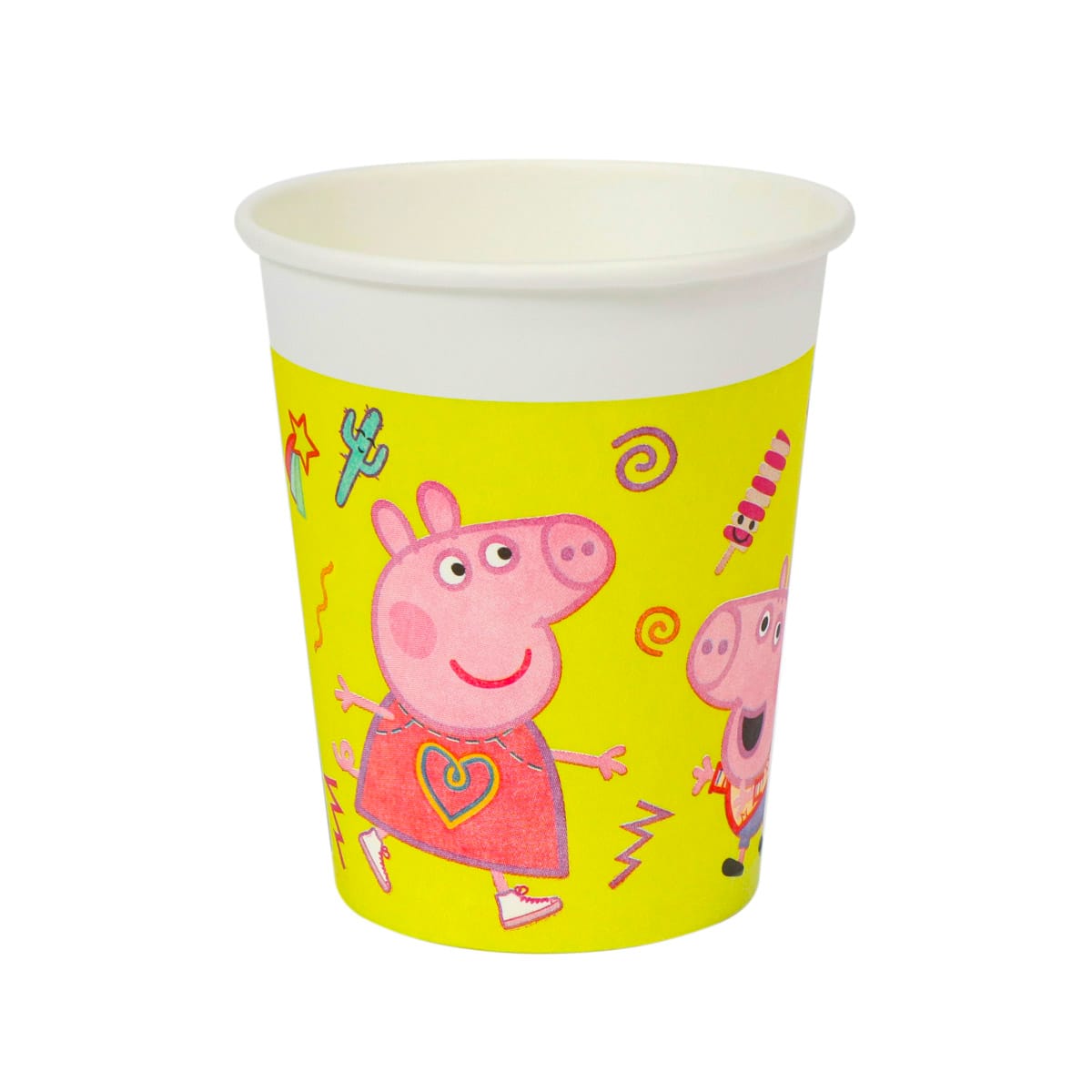 11908PEP.jpg PAP/PE cups, 200 ml, Ø80 mm, white PEPPA PIG, single-layer, 8 pcs. - Image 1