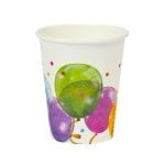 PAP/PE cups, 200 ml, Ø80 mm, white SPARKLING BALOONS, single-layer, 8 pcs.