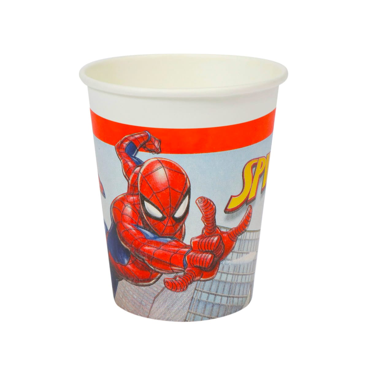 11908SM.jpg PAP/PE cups, 200 ml, Ø80 mm, white SPIDERMAN, single-layer, 8 pcs. - Image 1