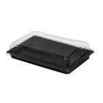 PET sushi packaging, 213x133mm, black, with transparent lid, 100 pcs.