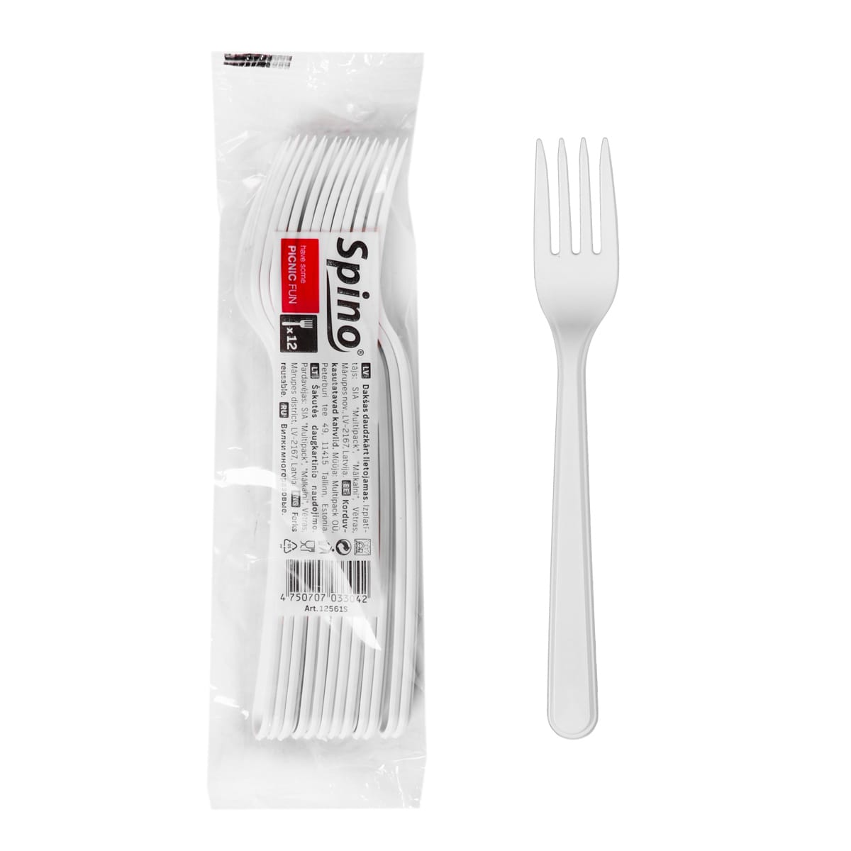 12561S.jpg SPINO forks, PP, 180 mm, white, reusable, 12 pcs. - Image 1