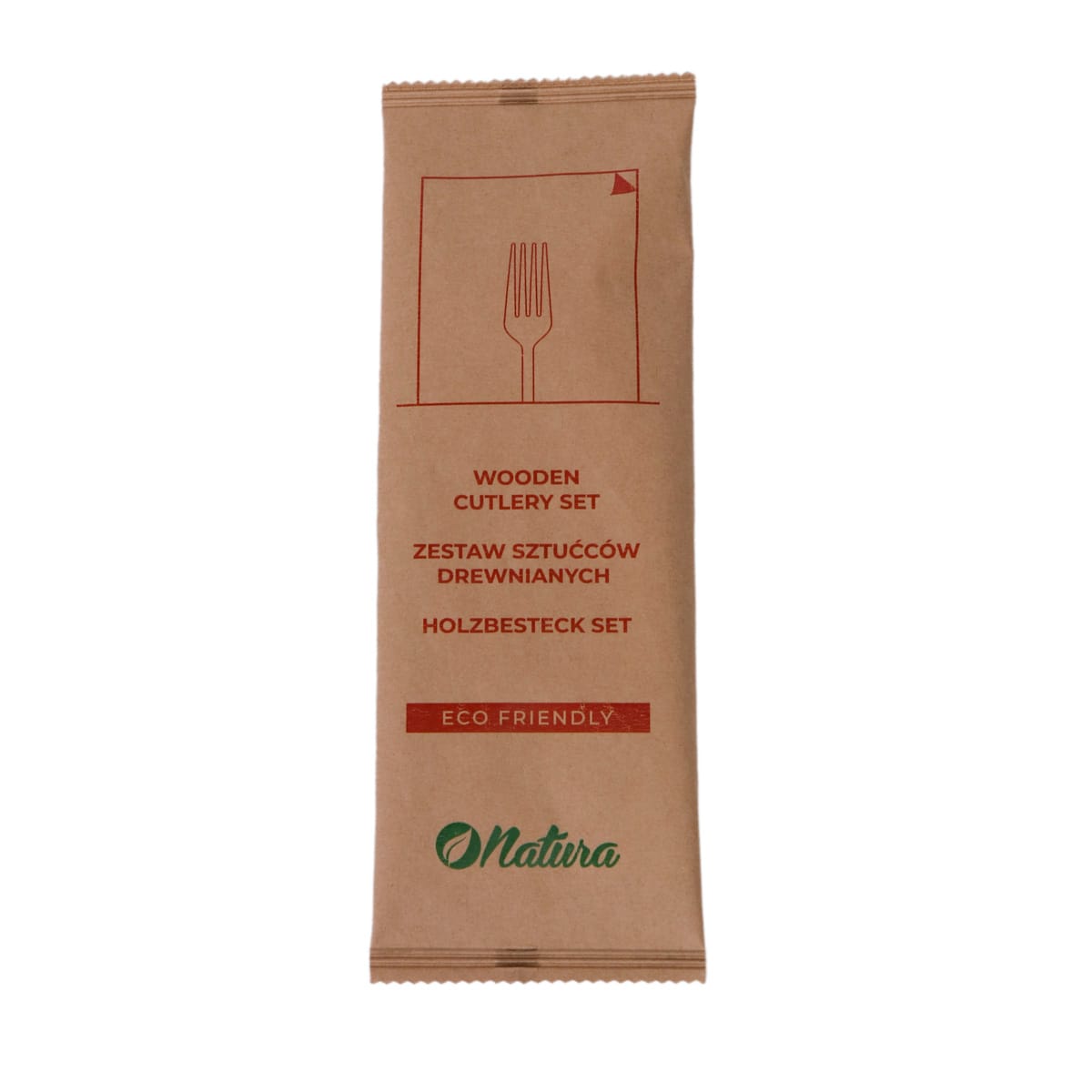 12567FN.jpg Cutlery set: wooden fork + napkin - Image 1