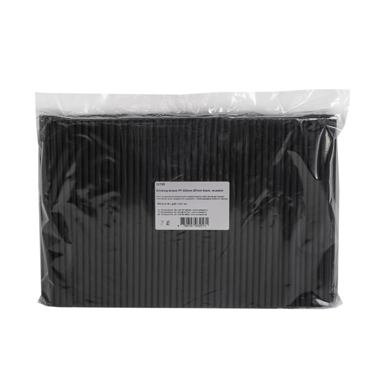 12729.jpg Cocktail straws PP 220 mm, Ø7 mm, black, reusable, 500 pcs. - Image 1