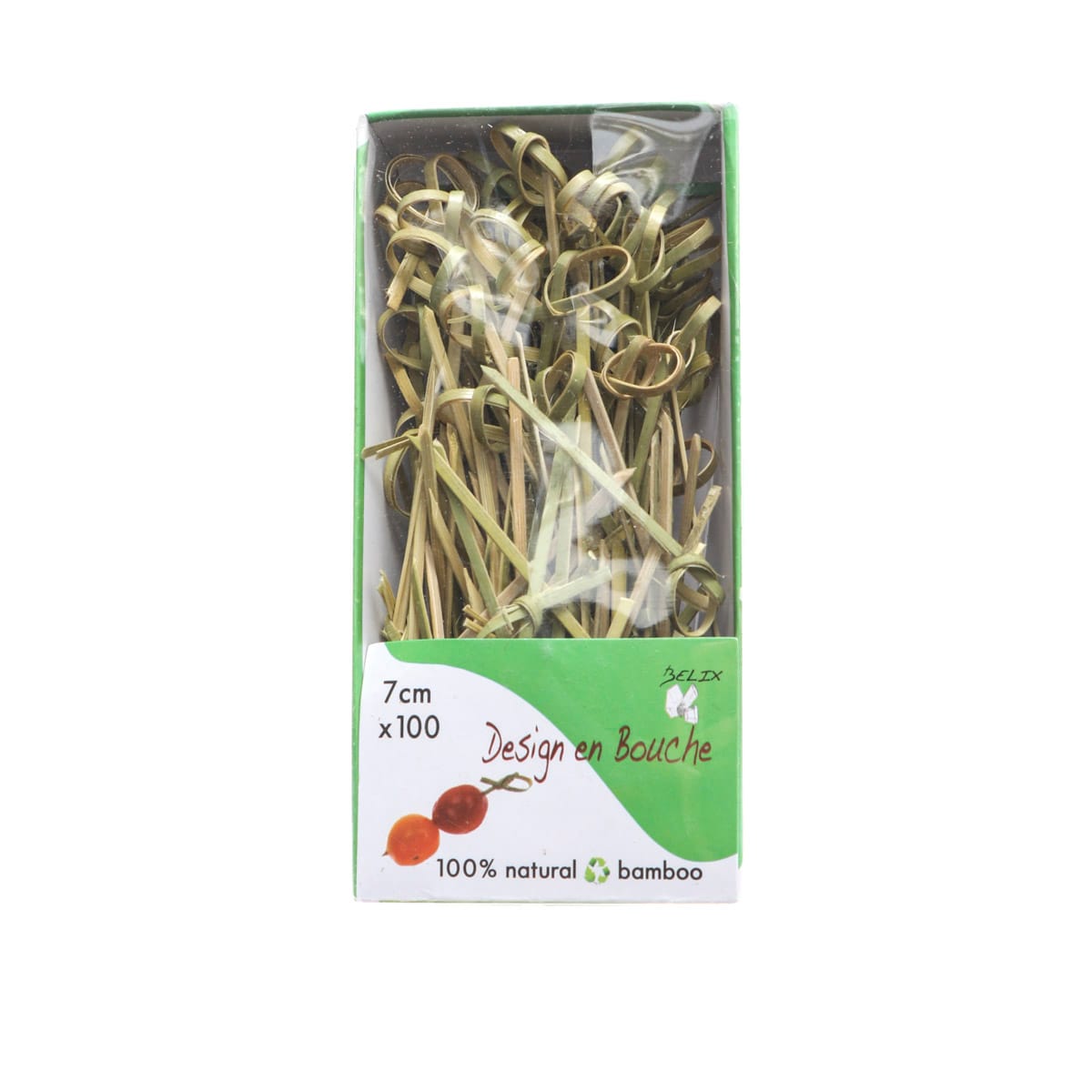 12B01-100.jpg Bamboo skewers with decorative loop, 7 cm, 100 pcs. - Image 1
