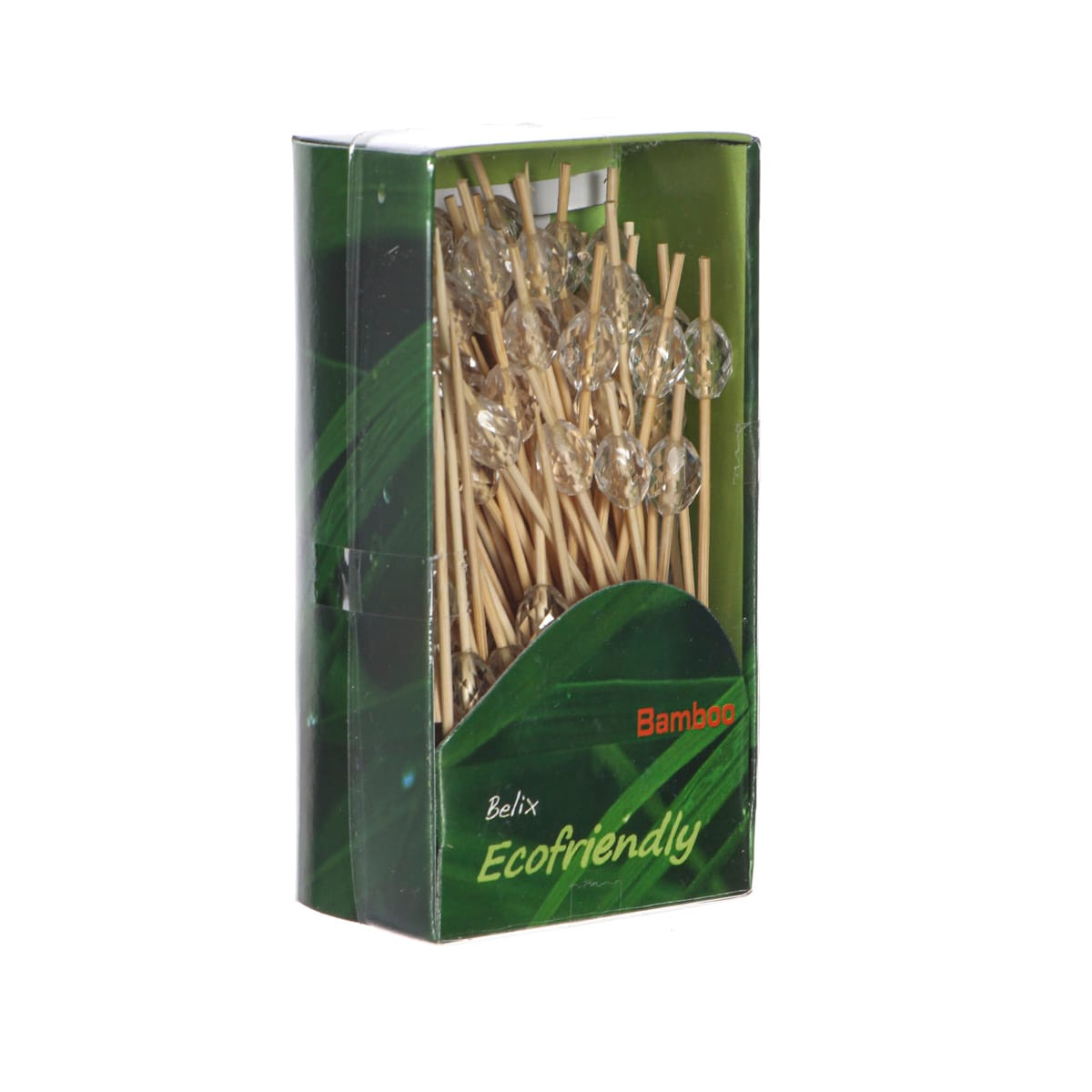 12B86.jpg Bamboo skewers with transparent bead, 10 cm, 100 pcs. - Image 1
