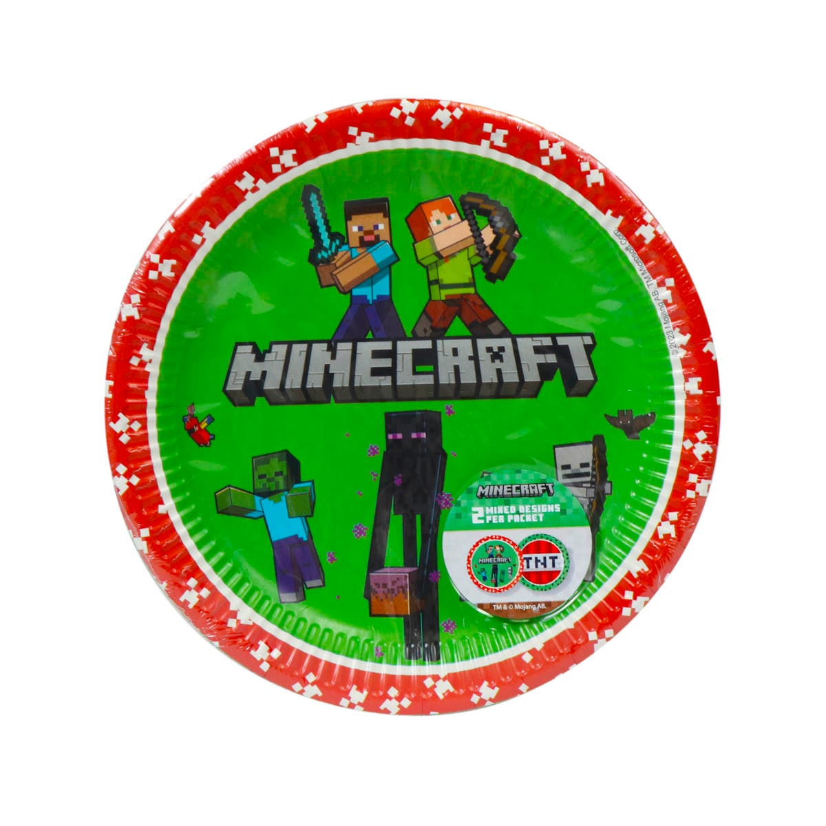 13023MCR.jpg Popierinės lėkštės Ø23cm, MINECRAFT, 8 vnt. - Image 1