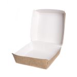 Paper burger boxes 145x145x80mm, white/kraft, 100 pcs.