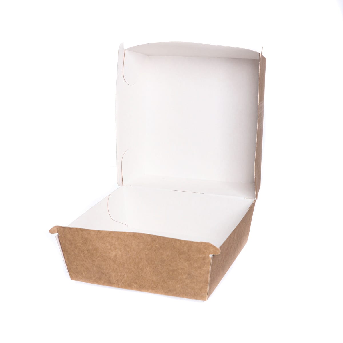 13BGM.jpg Burger boxes, paper, 115x105x80mm, white/kraft, 100 pcs. - Image 1