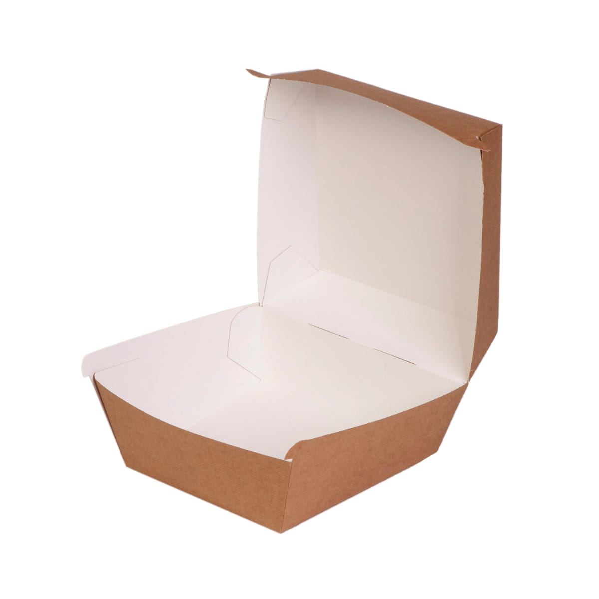 13BGXL.jpg Burger boxes, paper, 145x145x100 mm, white/kraft, 100 pcs. - Image 1
