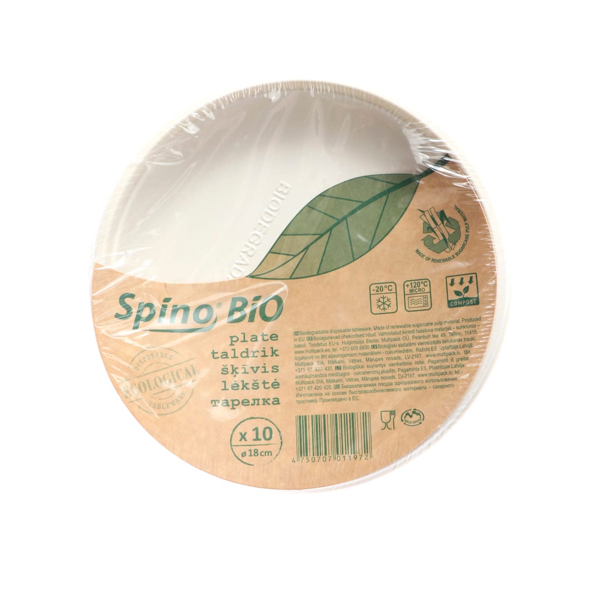 13PL07-10.jpg SPINO BIO sugar cane plates, Ø18 cm, white, 10 pcs. - Image 1
