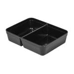 PP containers, 1370 ml, 218 x 169 x 53 mm, black, 2-compartment, reusable