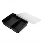 PP containers, 1370 ml, 218 x 169 x 53 mm, black, 2-compartment, reusable - Image 2