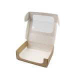 Cardboard boxes for confectionery with a window, lid and insert, 220x170x70mm, brown.
