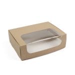 Cardboard boxes for confectionery with a window, lid and insert, 220x170x70mm, brown. - Image 2