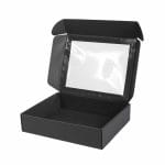 Micro-corrugated cardboard box with lid and window 250x200x55mm