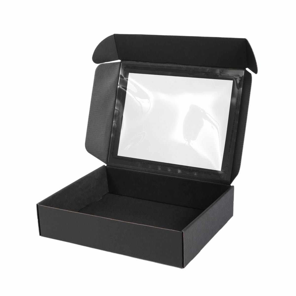 K252055ME.jpg Micro-corrugated cardboard box with lid and window 250x200x55mm - Image 1