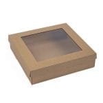 Micro-corrugated cardboard box with lid and window 320x320x80mm, 14E