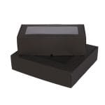Gift box 330x300x80mm with hinged lid and window, black - Image 2