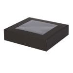 Gift box 330x300x80mm with hinged lid and window, black - Image 3