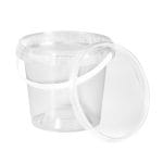 Plastic buckets 0.67 l, transparent, with handle, with transparent lid, PP