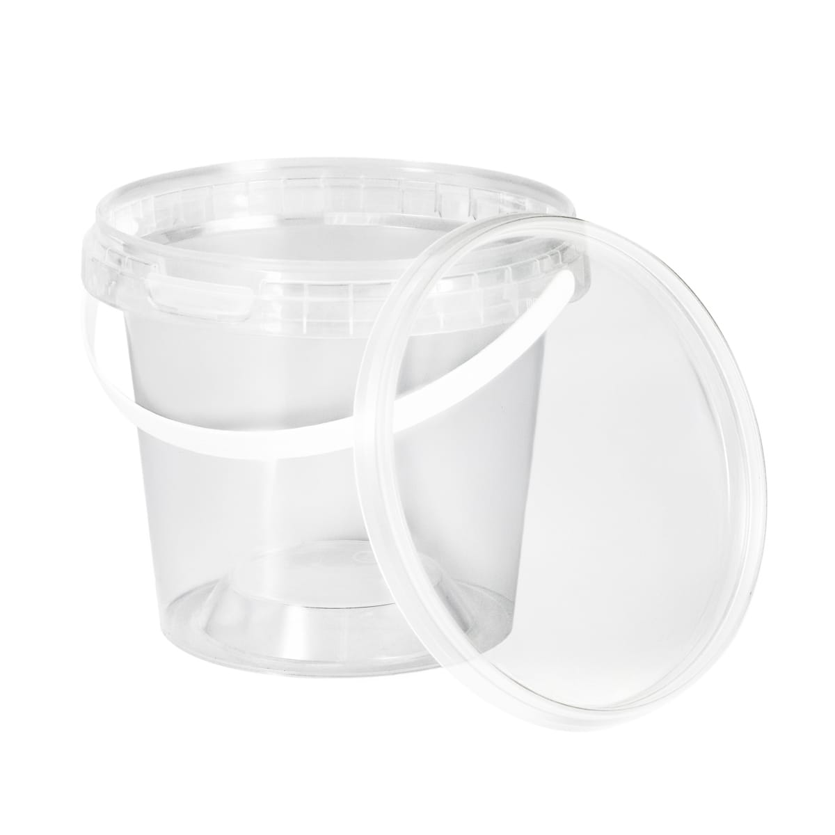 0267CL.jpg Plastic buckets 0.67 l, transparent, with handle, with transparent lid, PP - Image 1