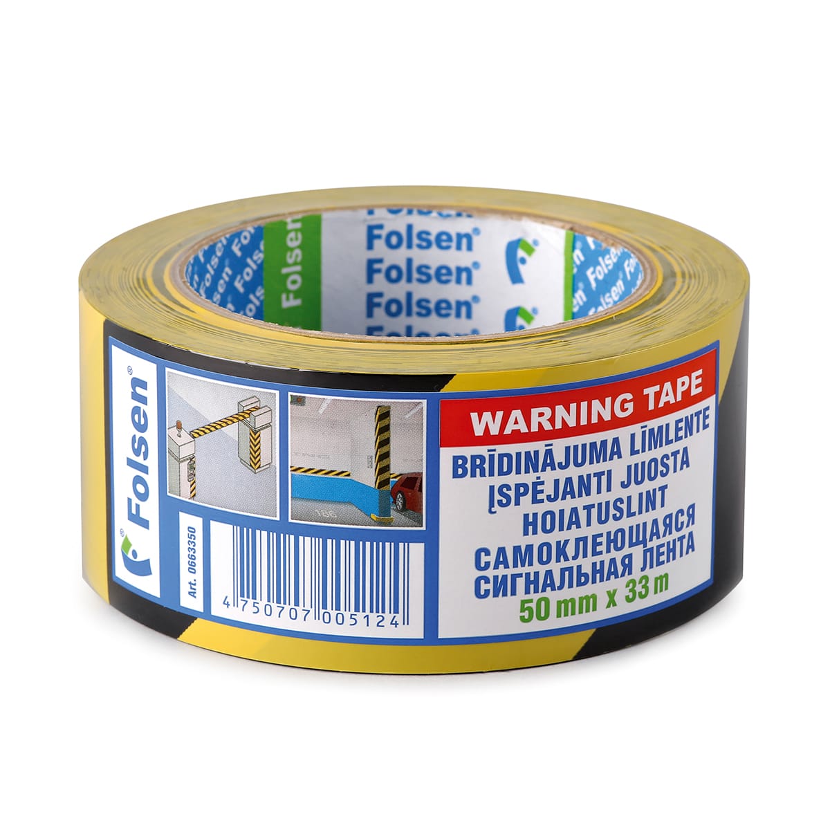 0663350.jpg Līmlente Folsen, PVC, 50mmx33m, melna/dzeltena - Image 1