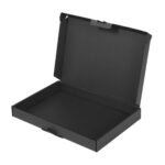 Corrugated cardboard box with hinged lid, 260 × 180 × 27 mm, black, pack of 25 pcs.