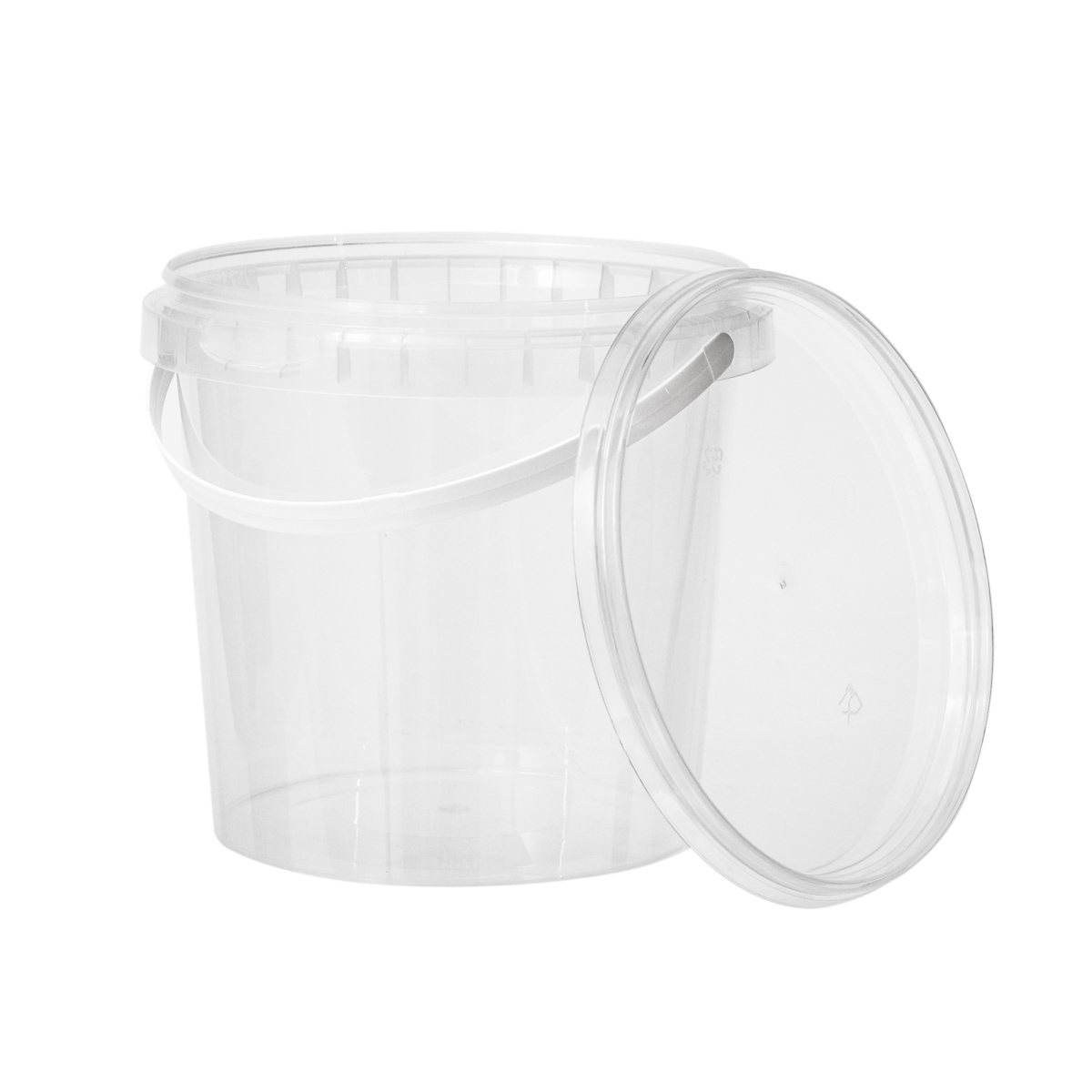 021PC.JPG Bucket round PP 1000ml Ø133/122mmm, 250pcs., transparent, with lid and handle - Image 1