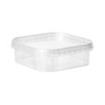 Container square PP 300ml 122x122/39mm, 375pcs., transparent, with lid - Image 2