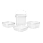 Container square PP 300ml 122x122/39mm, 375pcs., transparent, with lid - Image 3