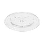 PET cup lids, Ø78 mm, flat with cross for straw, transparent, 50 pcs.