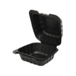 Mėsainių dėžutės su dangteliu PP 150x150x80mm, juodas
