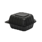 Mėsainių dėžutės su dangteliu PP 150x150x80mm, juodas - Image 2