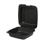 Dėžutės PP 200x205x80mm su atlenkiamu dangteliu, juodas, 100 vnt.