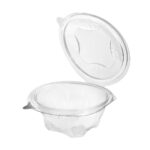 PET containers, 375 ml, Ø152/70 mm, with hinged lid, transparent, 75 pcs.