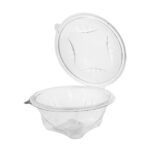PET containers, 1000 ml, Ø185/90 mm, with hinged lid, transparent, 100 pcs.