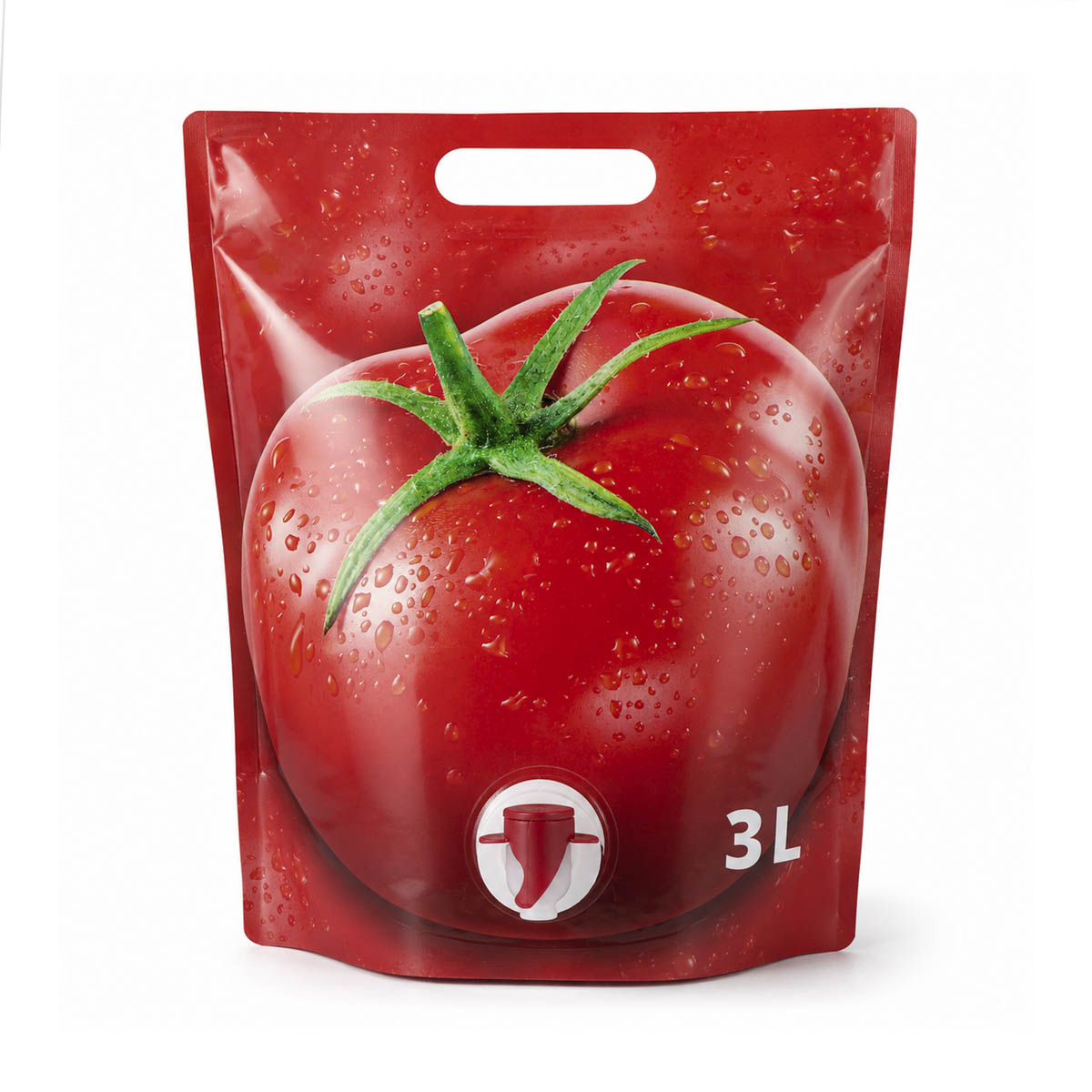 36SUP3SDT.JPG Juice bag – stand-up pouch with tap and Tomato print, 3L - Image 1
